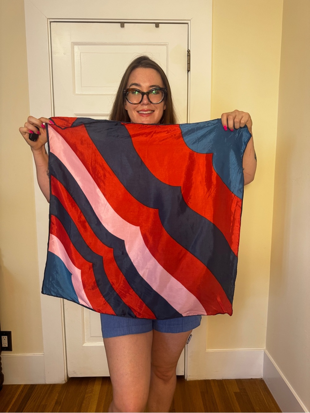 60s Vintage Mod Geometric Wave Scarf - Picture 2 of 7